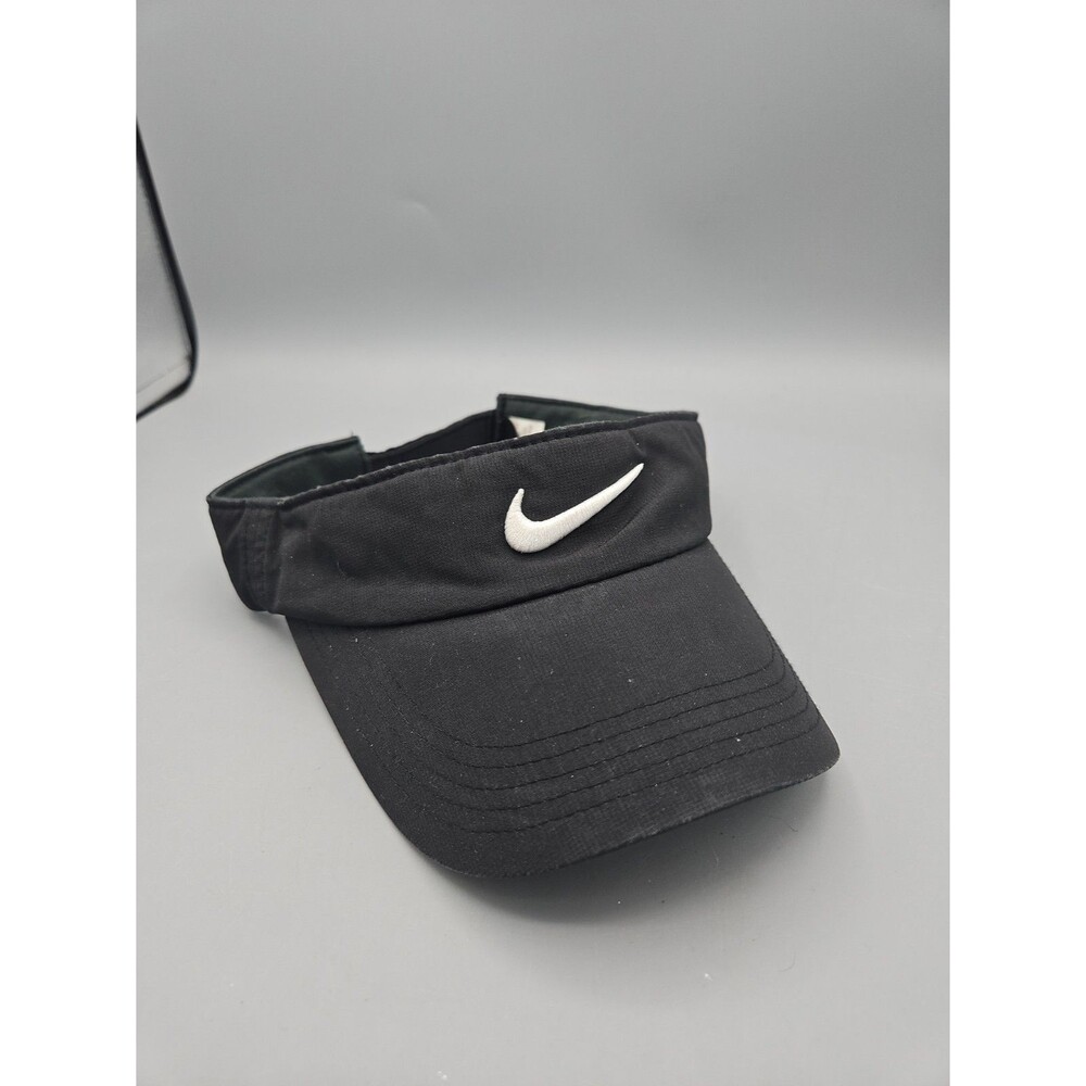 NIKE DRI-FIT Black Swoosh JUST DO IT x GOLF VISOR Summer Course Sun Gym Hat